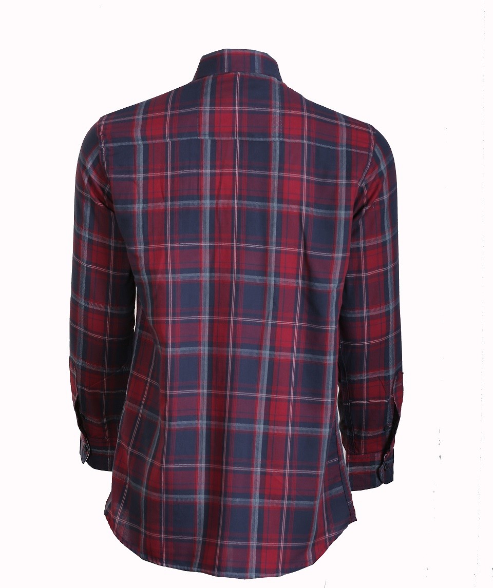 پیراهن چهارخانه مردانه قرمز سرمه ای